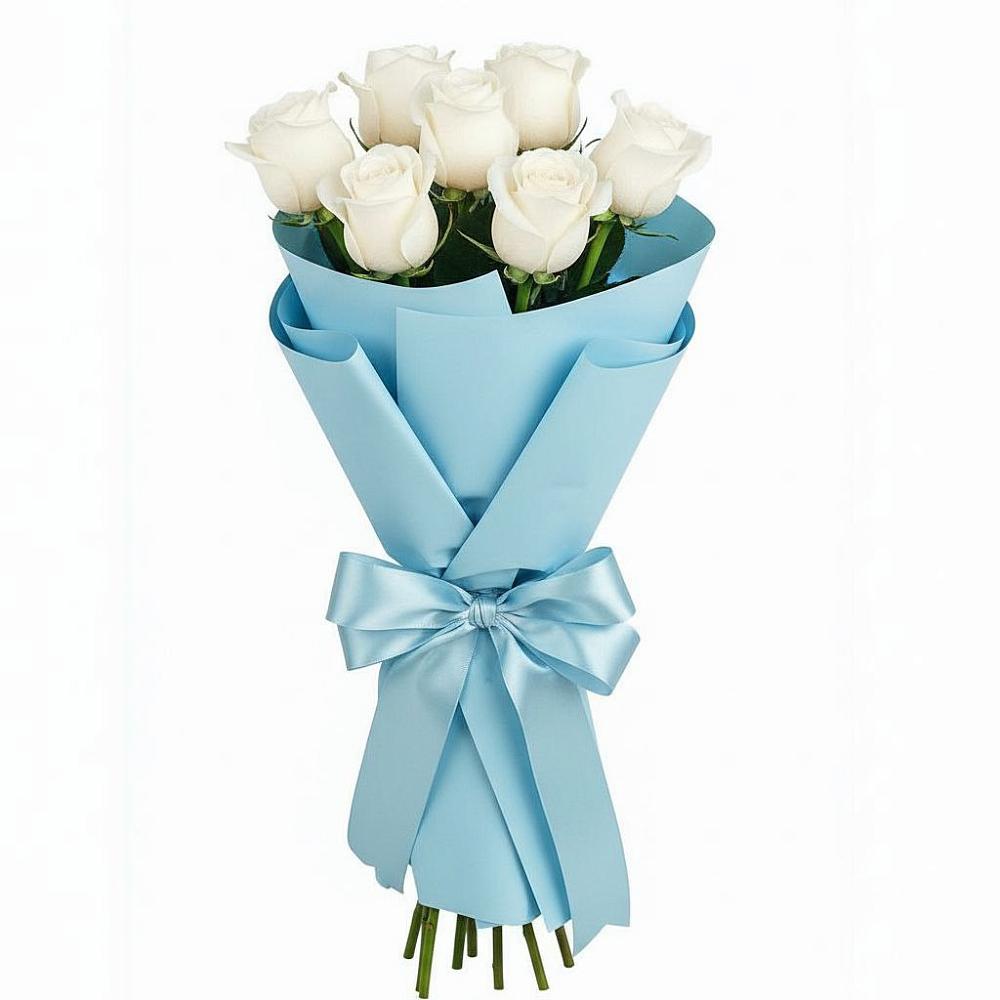 Букет 7 белых роз Проуд в Хотеичи