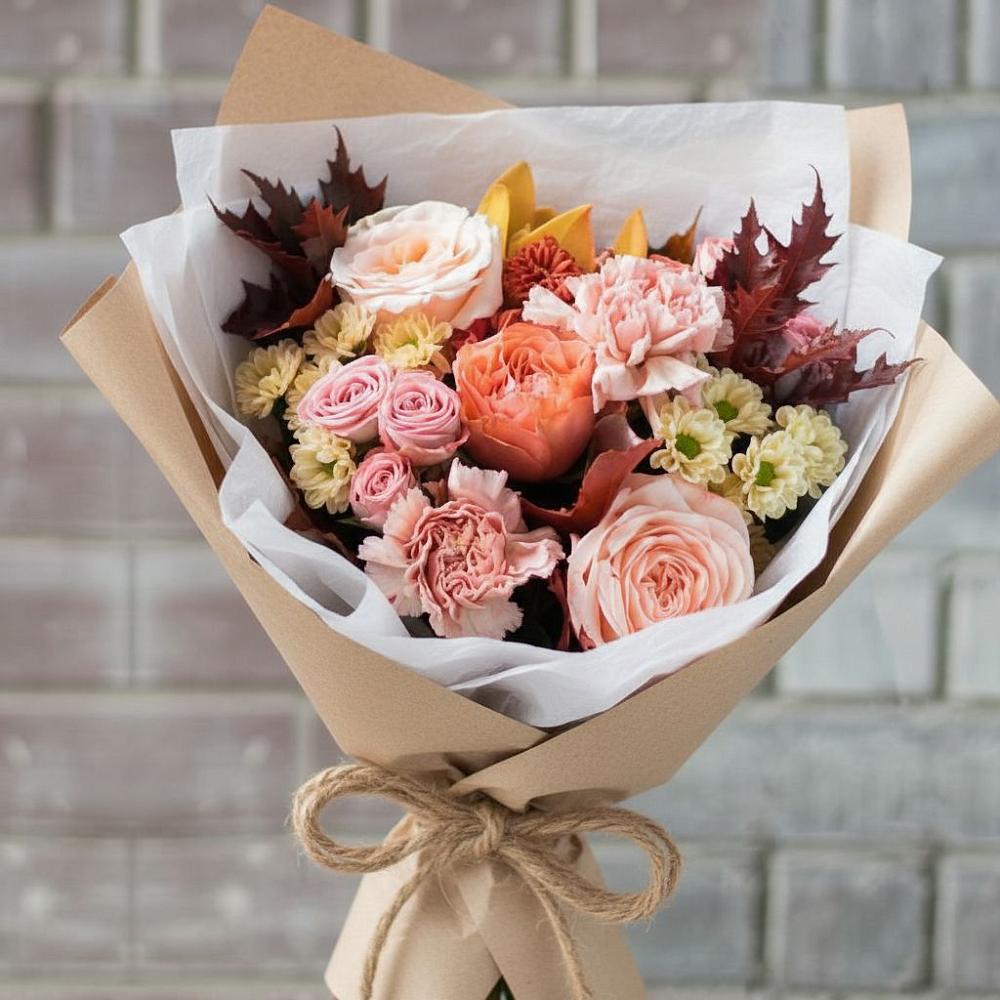 Букет цветов из: Гвоздики, Хризантемы и Розы в Хотеичи