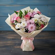 Букет цветов из:  Хризантемы, Альстромерии и Розы в Хотеичи