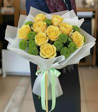 Букет цветов из:  Хризантемы и Розы в Хотеичи