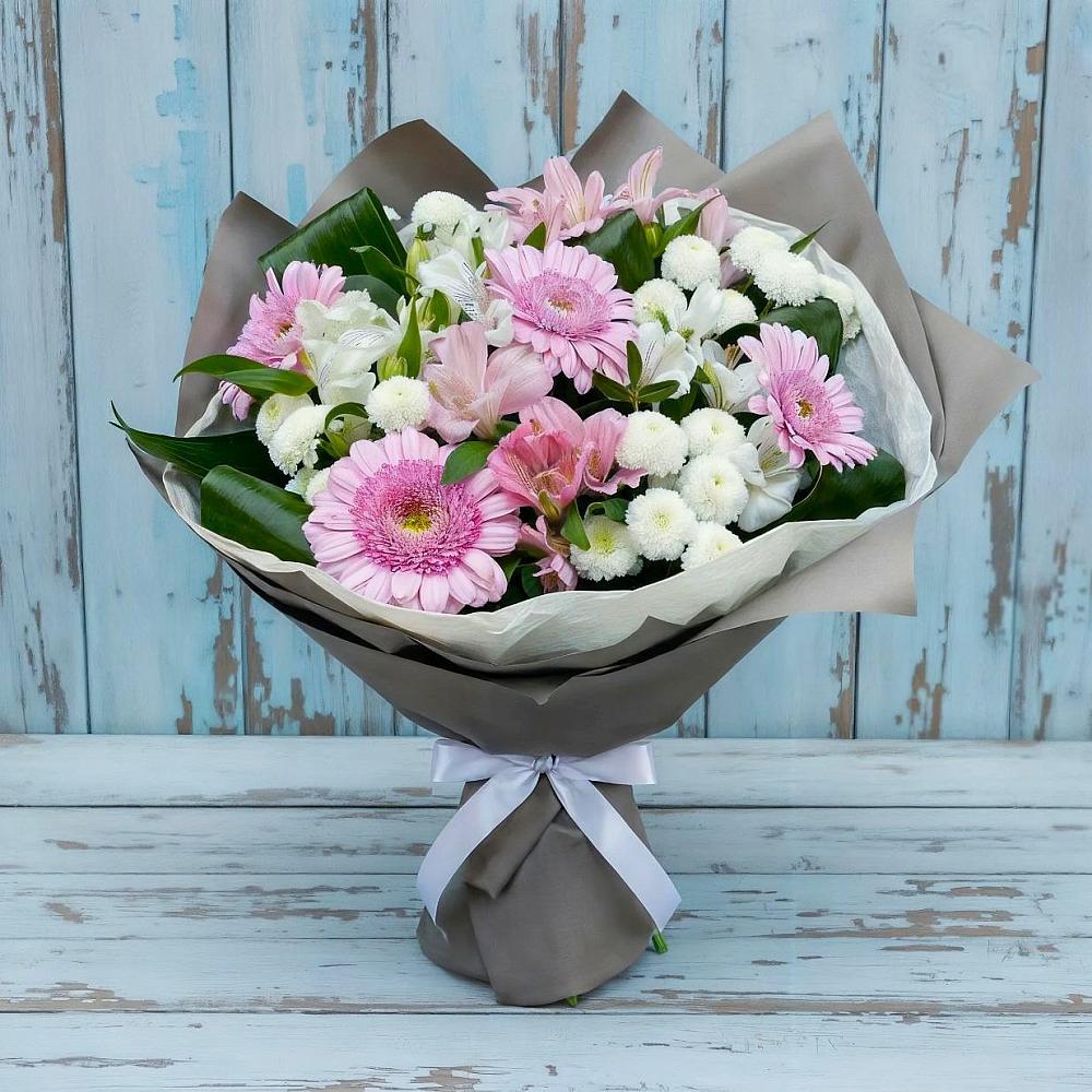 Букет цветов из: Герберы, Альстромерии и Хризантемы в Хотеичи