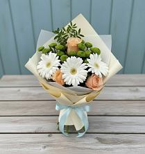 Букет цветов из:  Герберы, Розы и Хризантемы в Хотеичи