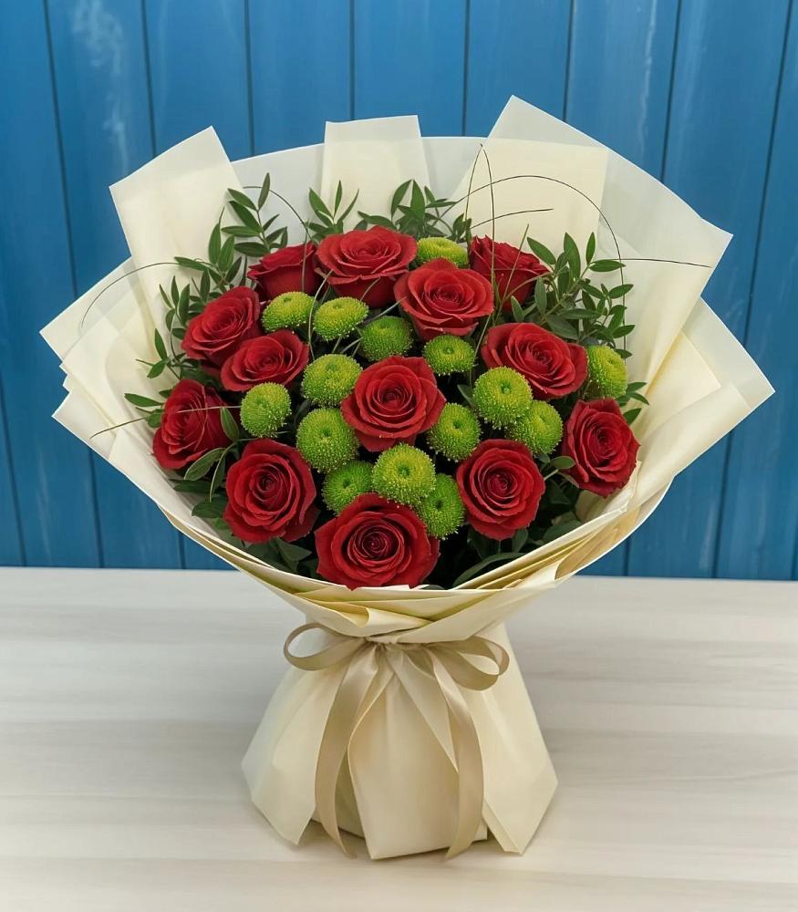 Букет цветов из: Розы и Хризантемы в Хотеичи