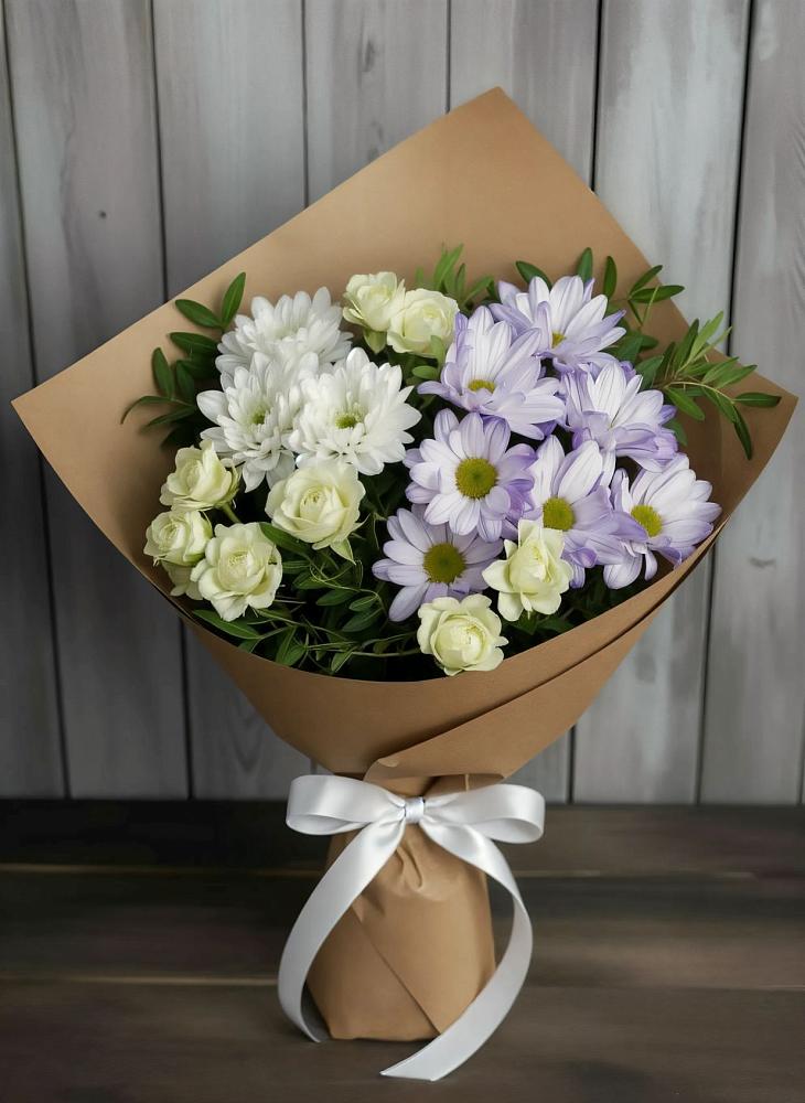Букет цветов из: Хризантемы и Розы в Хотеичи